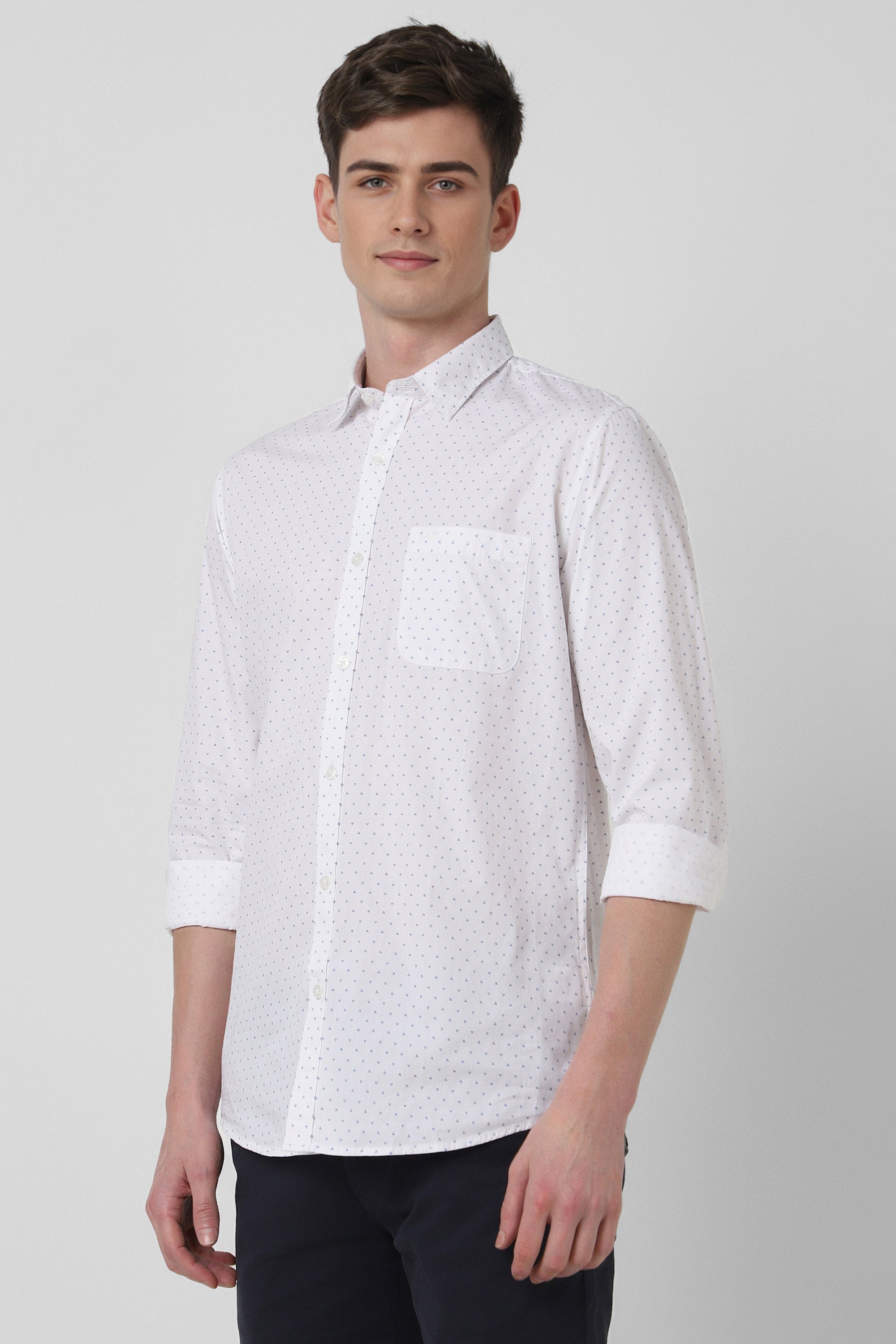Men's White Casual Full Sleeves Shirt