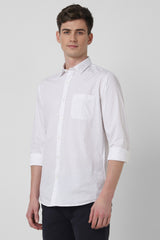 Men's White Casual Full Sleeves Shirt