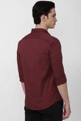 Men's Red Casual Full Sleeves Shirt