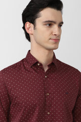 Men's Red Casual Full Sleeves Shirt