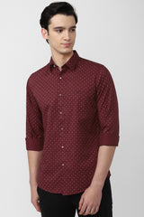 Men's Red Casual Full Sleeves Shirt