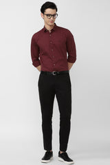 Men's Red Casual Full Sleeves Shirt