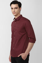 Men's Red Casual Full Sleeves Shirt