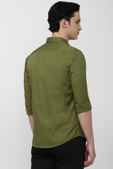 Men's Olive Casual Full Sleeves Shirt