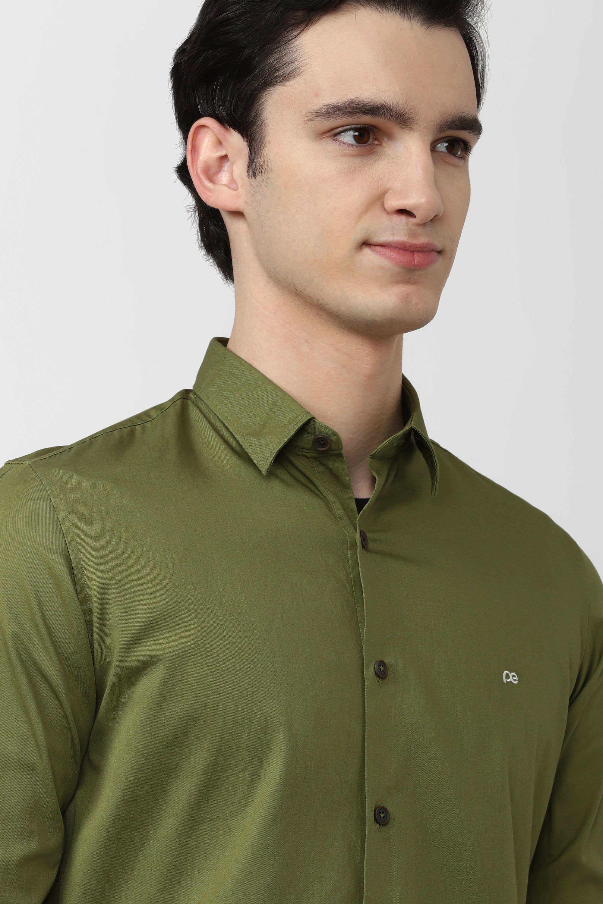 Men's Olive Casual Full Sleeves Shirt