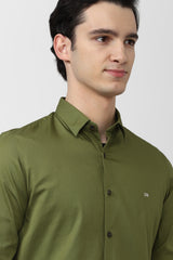 Men's Olive Casual Full Sleeves Shirt