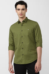 Men's Olive Casual Full Sleeves Shirt