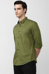 Men's Olive Casual Full Sleeves Shirt