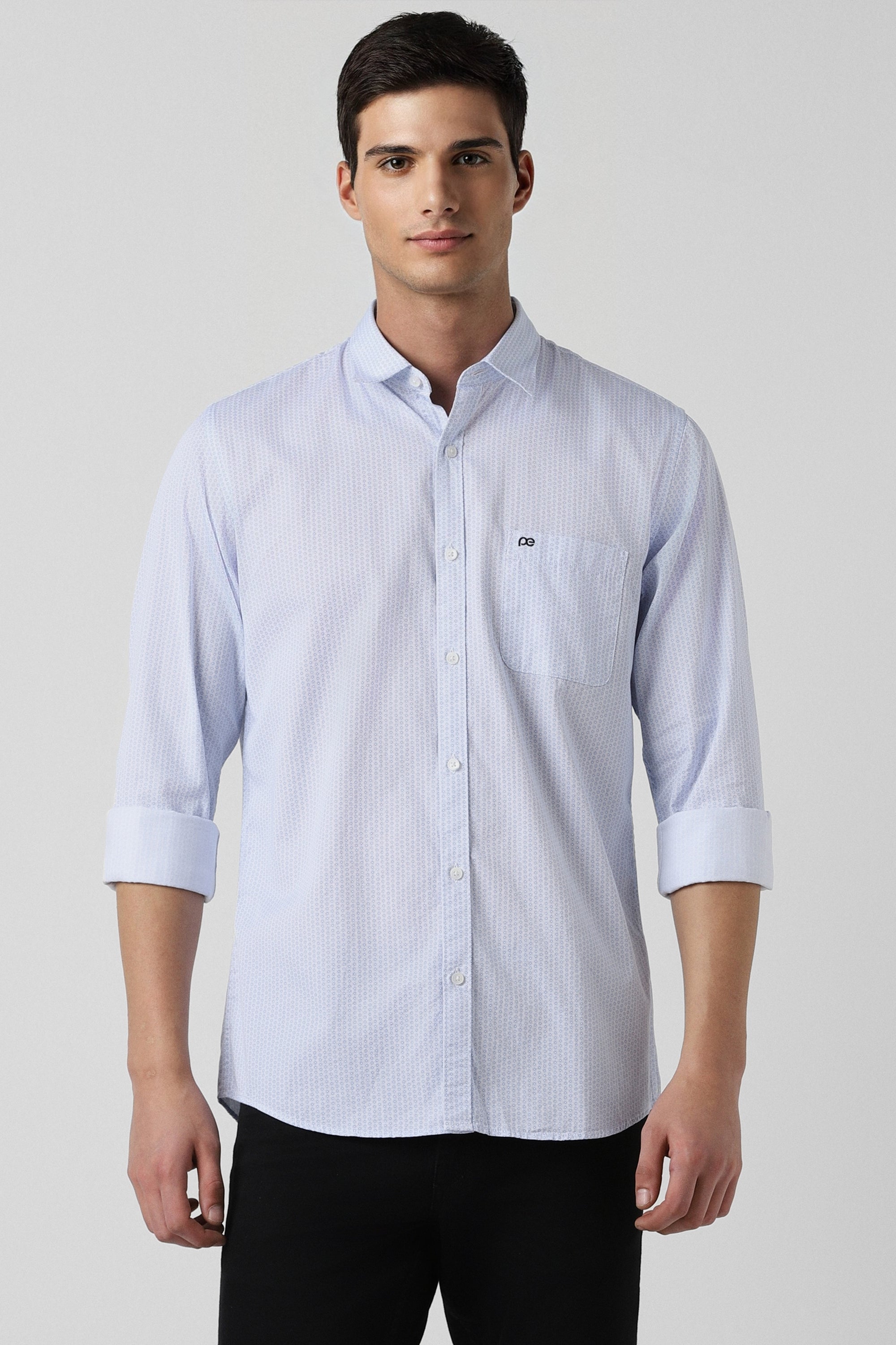 Men's Blue Casual Full Sleeves Shirt