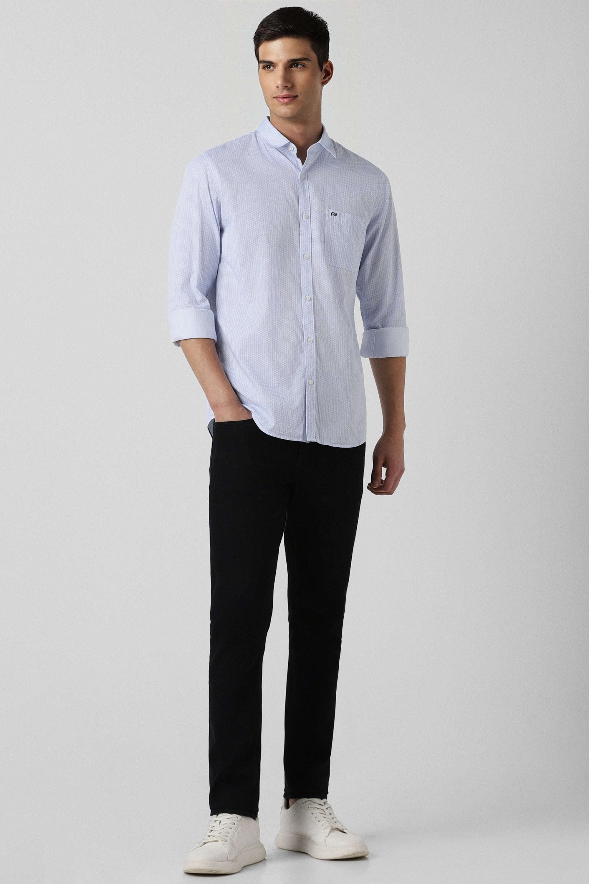 Men's Blue Casual Full Sleeves Shirt