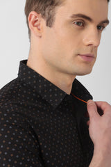 Men's Black Casual Full Sleeves Shirt