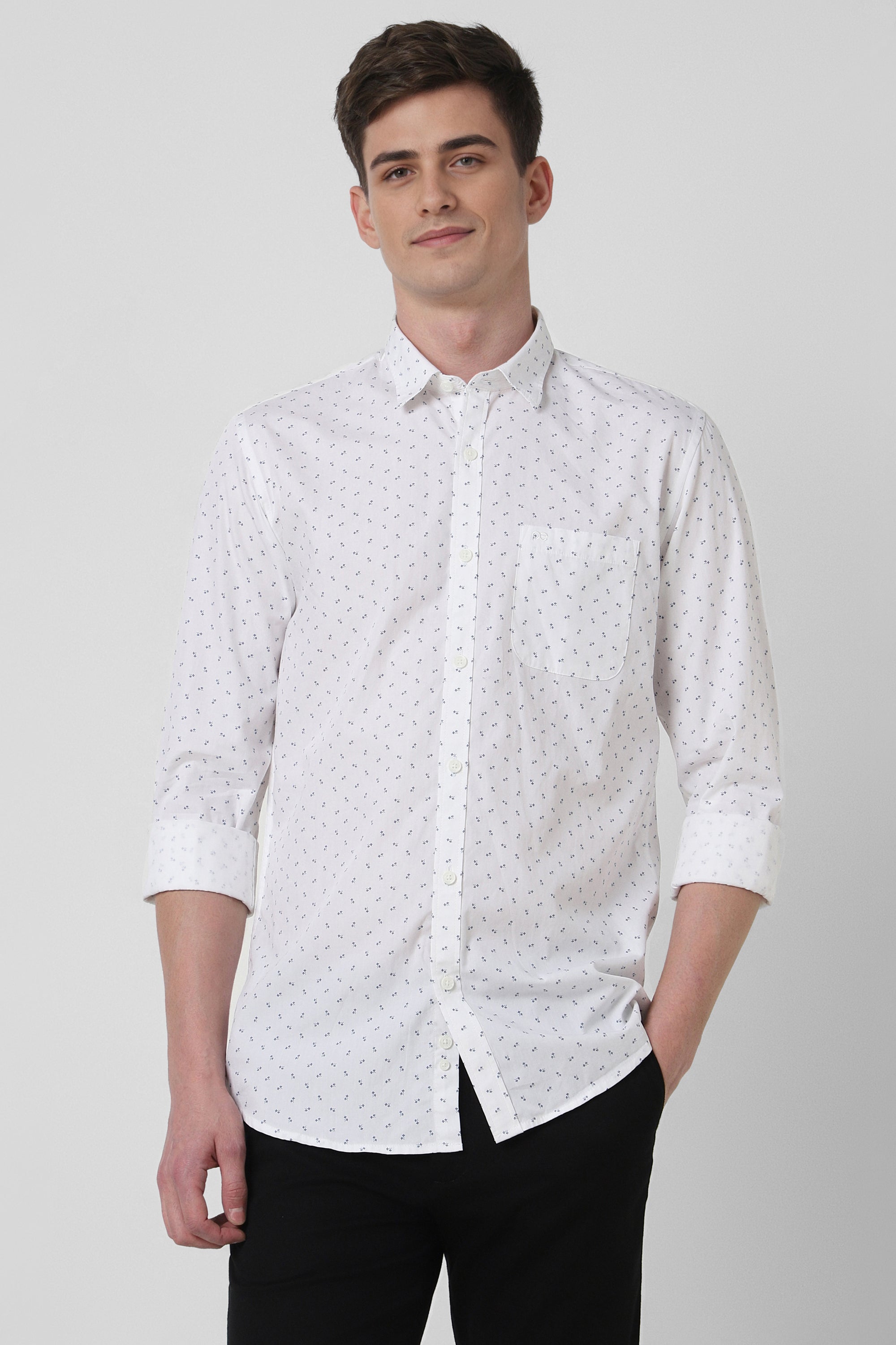 Men's White Casual Full Sleeves Shirt