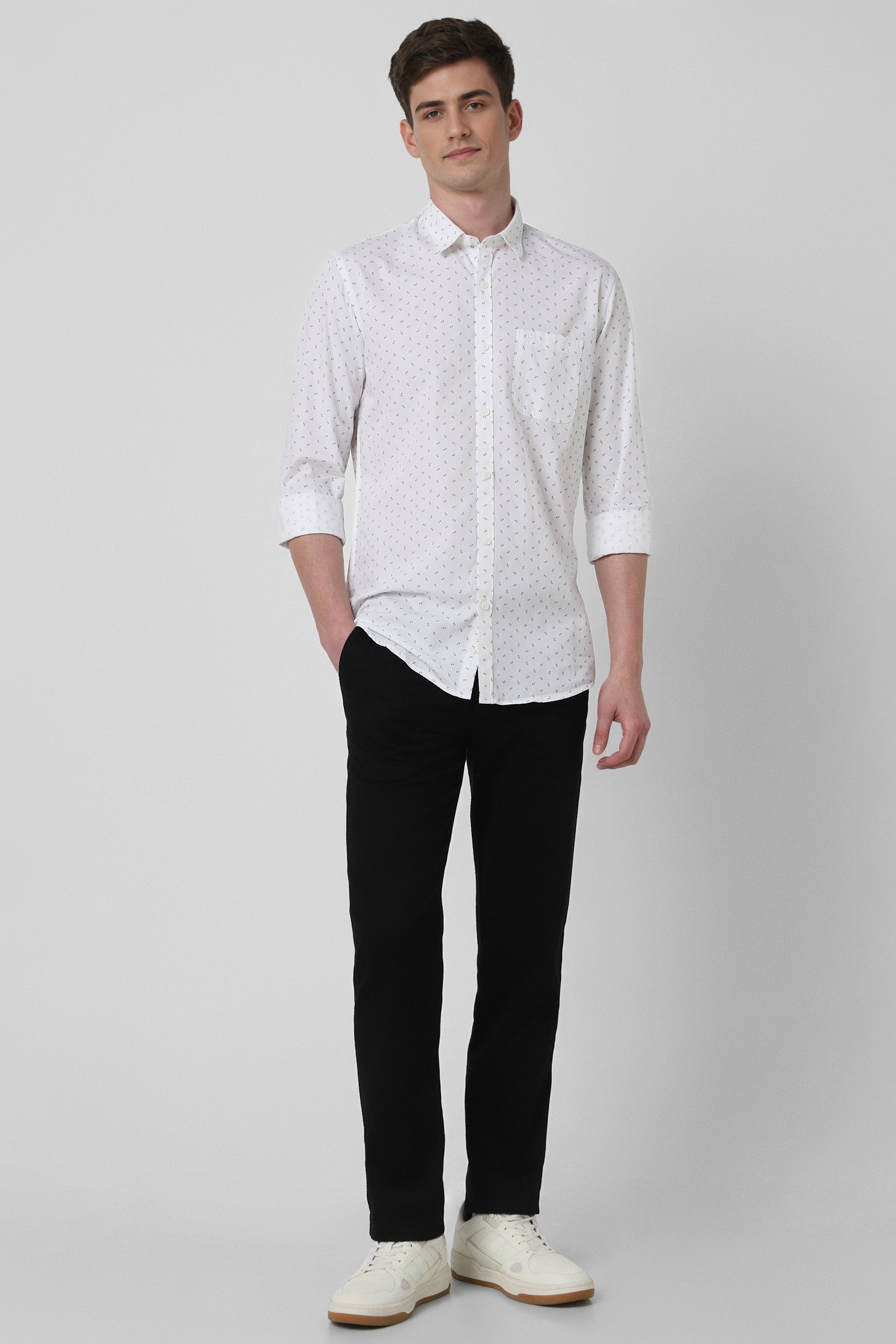 Men's White Casual Full Sleeves Shirt