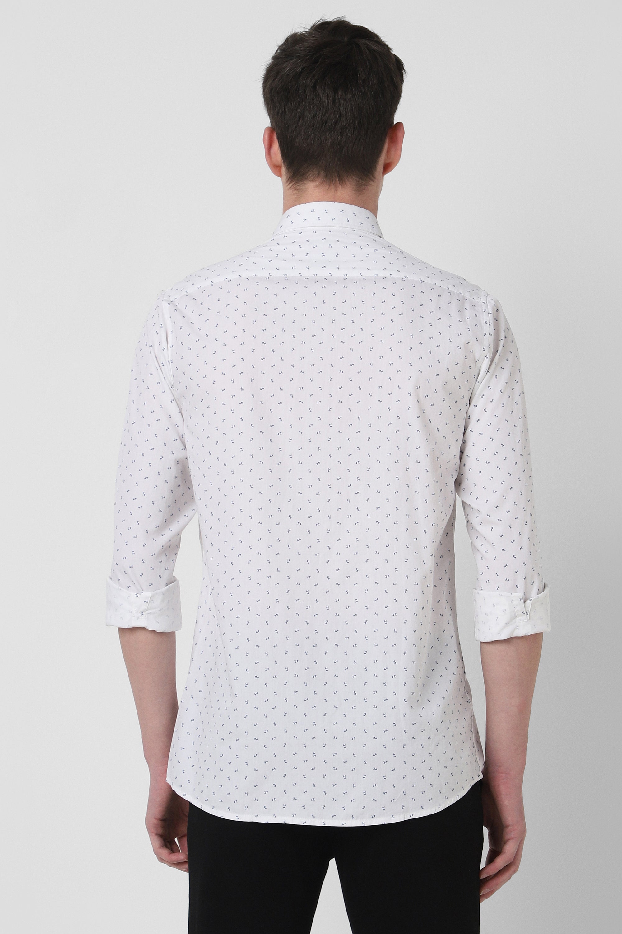 Men's White Casual Full Sleeves Shirt