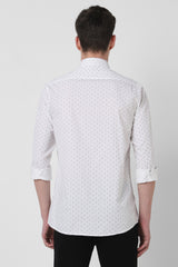 Men's White Casual Full Sleeves Shirt