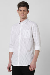 Men's White Casual Full Sleeves Shirt