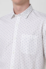 Men's White Casual Full Sleeves Shirt
