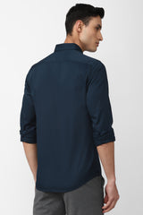 Men's Navy Casual Full Sleeves Shirt