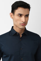 Men's Navy Casual Full Sleeves Shirt