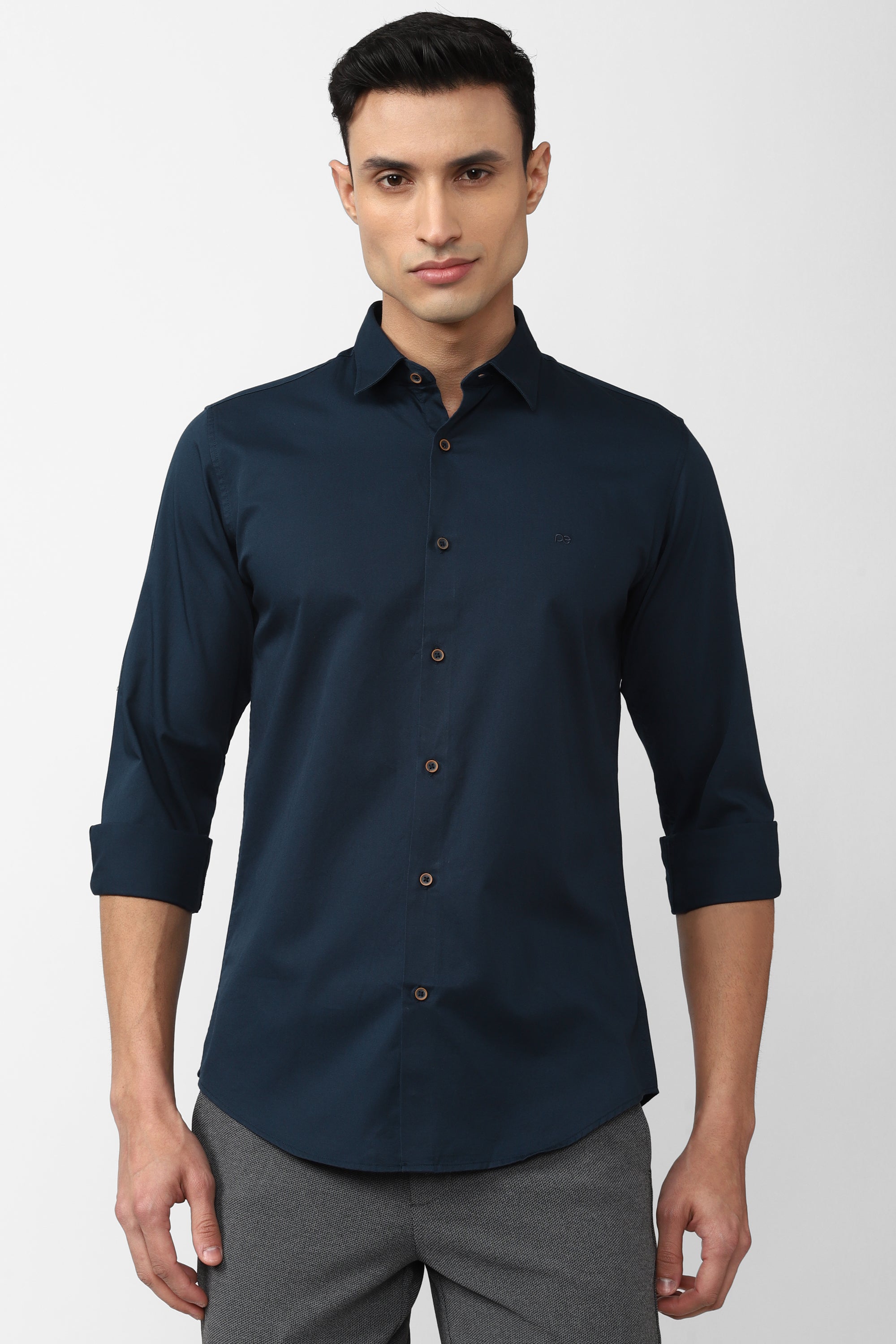 Men's Navy Casual Full Sleeves Shirt