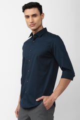 Men's Navy Casual Full Sleeves Shirt