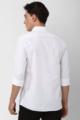 Men's White Casual Full Sleeves Shirt