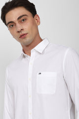 Men's White Casual Full Sleeves Shirt