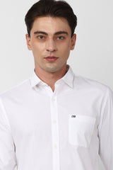 Men's White Casual Full Sleeves Shirt