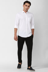 Men's White Casual Full Sleeves Shirt