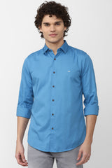 Men's Blue Casual Full Sleeves Shirt