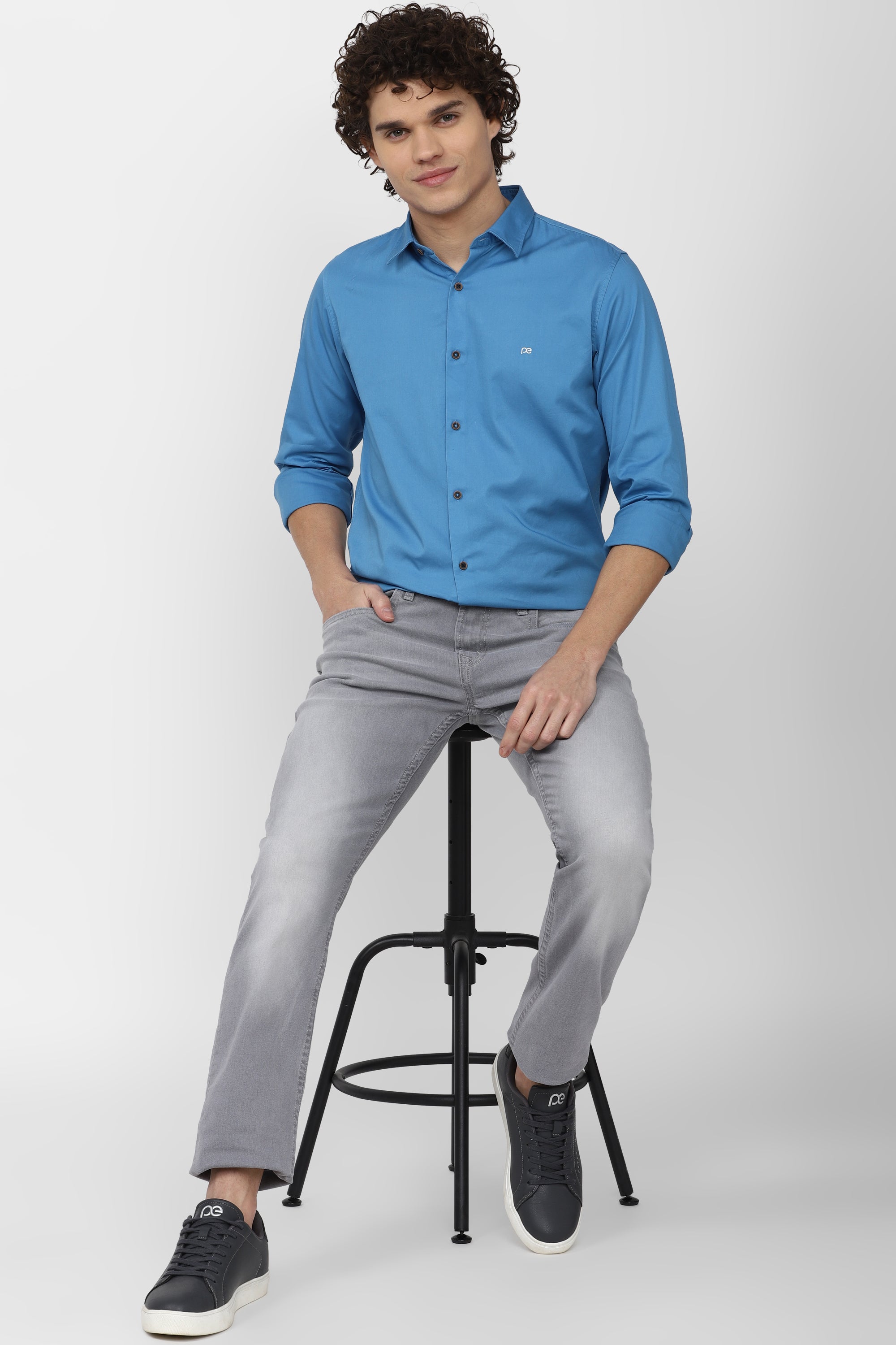 Men's Blue Casual Full Sleeves Shirt
