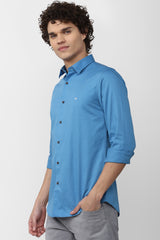 Men's Blue Casual Full Sleeves Shirt