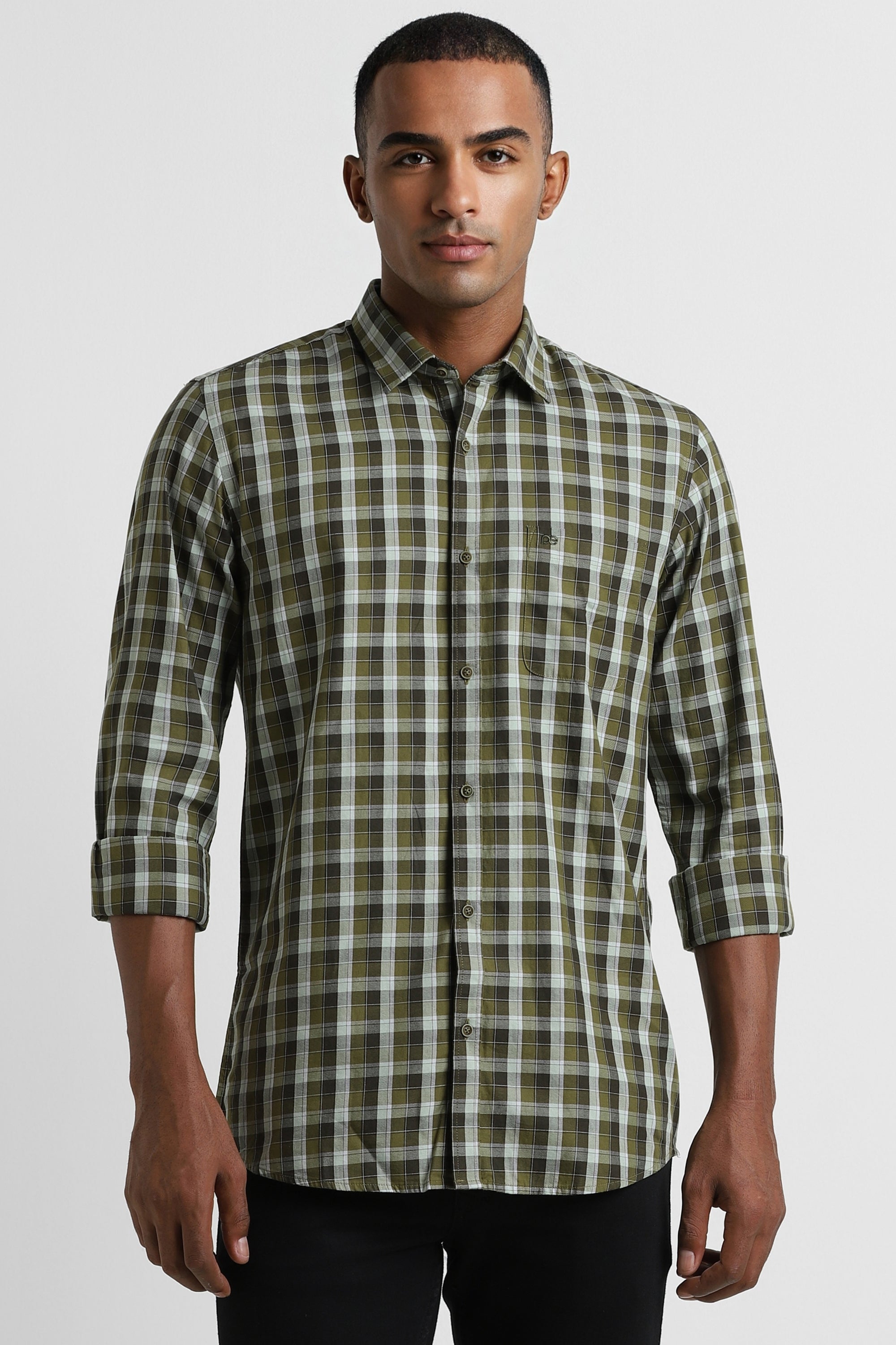 Men's Green Casual Full Sleeves Shirt
