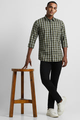 Men's Green Casual Full Sleeves Shirt