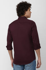 Men's Maroon Casual Full Sleeves Shirt