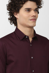 Men's Maroon Casual Full Sleeves Shirt