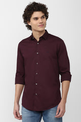 Men's Maroon Casual Full Sleeves Shirt