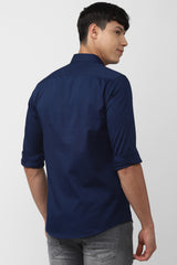 Men's Navy Casual Full Sleeves Shirt