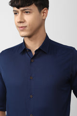 Men's Navy Casual Full Sleeves Shirt