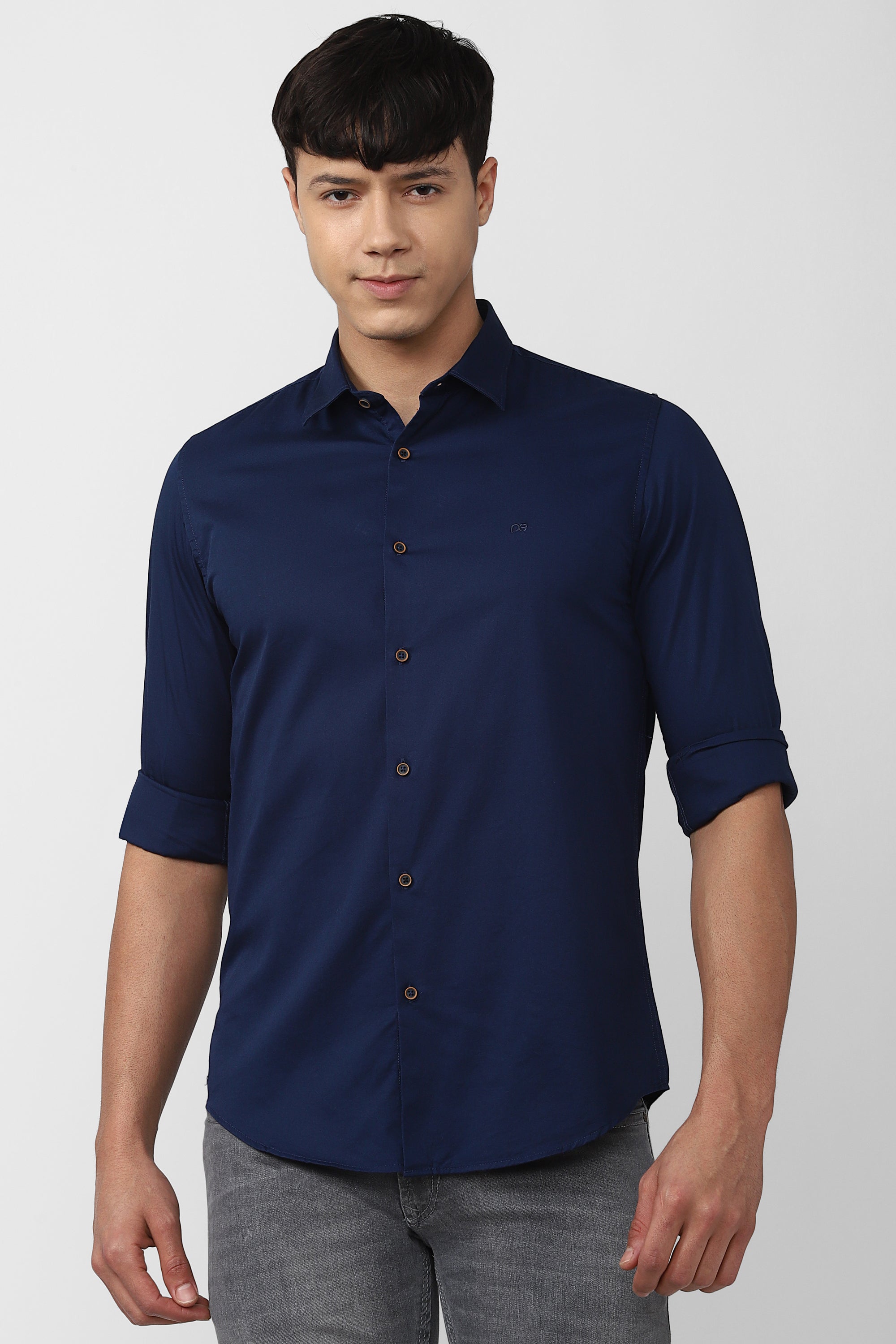 Men's Navy Casual Full Sleeves Shirt