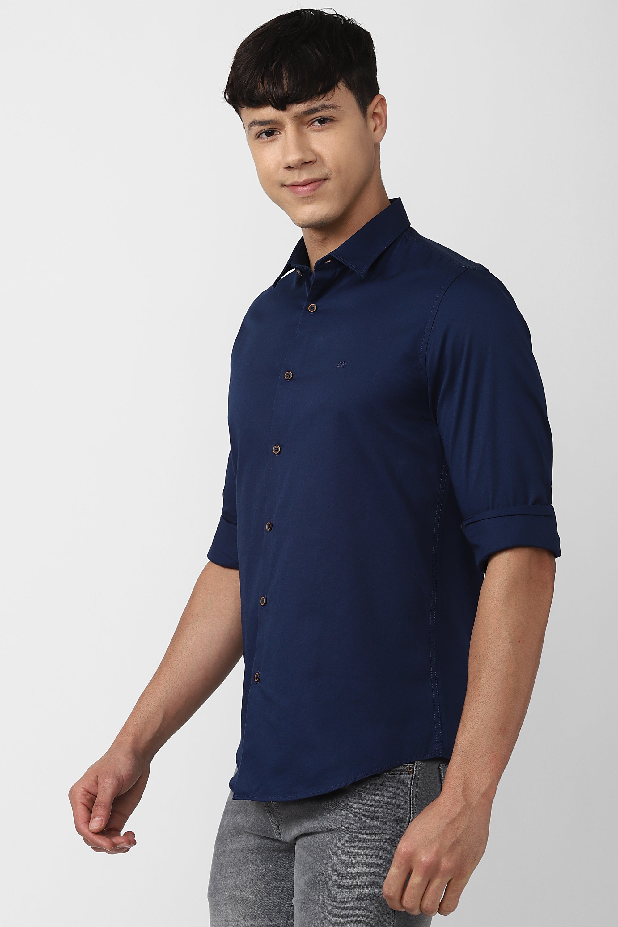 Men's Navy Casual Full Sleeves Shirt