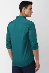 Men's Teal Casual Full Sleeves Shirt