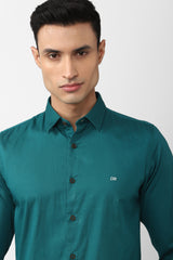 Men's Teal Casual Full Sleeves Shirt