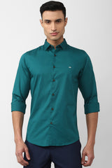 Men's Teal Casual Full Sleeves Shirt