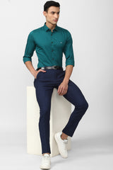Men's Teal Casual Full Sleeves Shirt