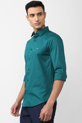 Men's Teal Casual Full Sleeves Shirt