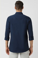Men's Navy Casual Full Sleeves Shirt
