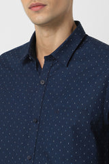 Men's Navy Casual Full Sleeves Shirt