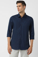 Men's Navy Casual Full Sleeves Shirt