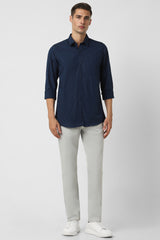 Men's Navy Casual Full Sleeves Shirt